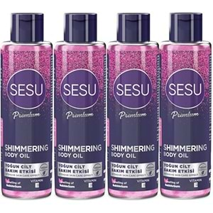 Sesu Simli Cilt Bakım Yağı 150ML (Shımmering Body Oıl) (4 Lü Set)