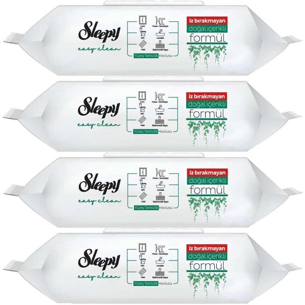 Sleepy Easy Clean Yüzey Temizlik Havlusu 100 Yaprak Plastik Kapaklı (4 Lü Set) 400 Yaprak