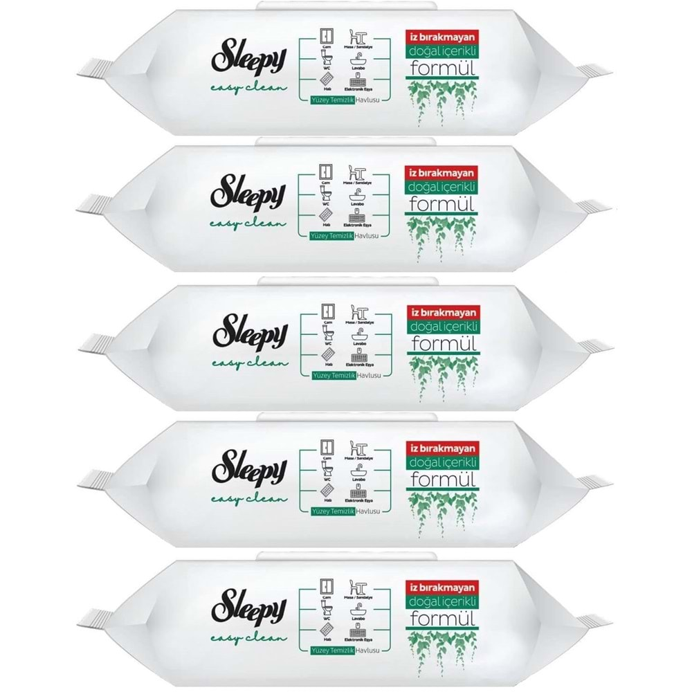 Sleepy Easy Clean Yüzey Temizlik Havlusu 100 Yaprak Plastik Kapaklı (5 Li Set) 500 Yaprak