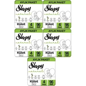 Sleepy Külot Bebek Bezi Natural Beden:4 (7-14KG) Maxi 480 Adet Mega Ultra Pk