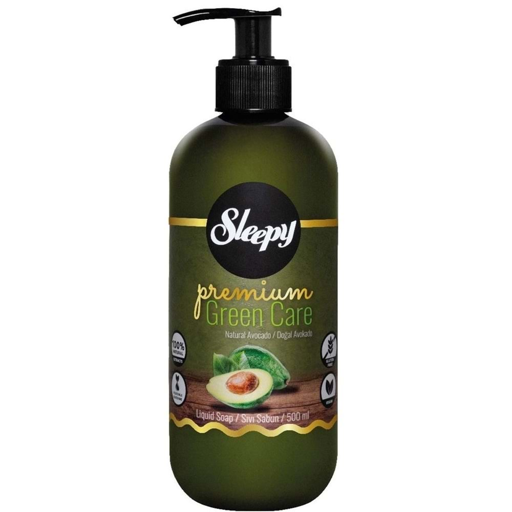 Sleepy Sıvı Sabun Premium 500ML Green Care Seri (Doğal Aloe Vera/Avokado/Adaçayı) (12 Li Set)