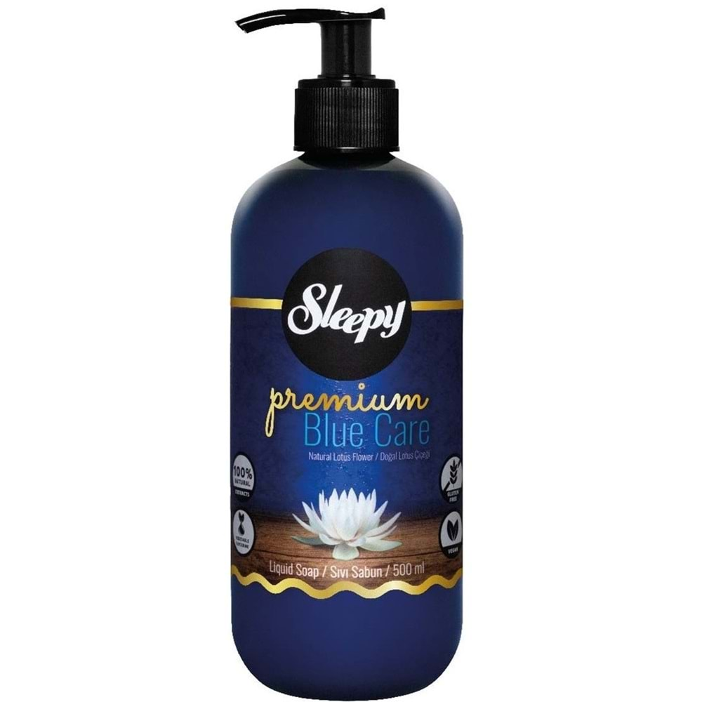 Sleepy Sıvı Sabun Premium 500ML Blue Care Seri (Doğal Lotus Çiçeği/Deniz Yosunu/Su Nane) (12 Li Set)