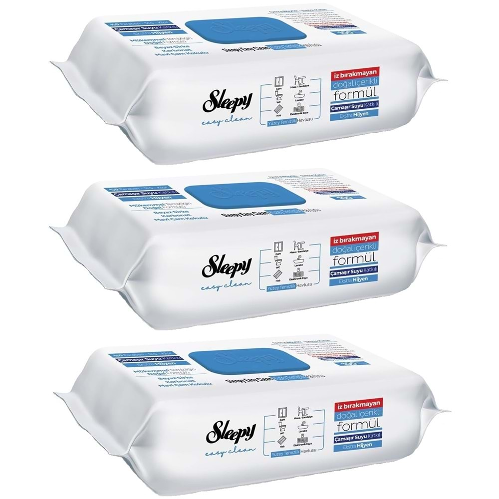 Sleepy Easy Clean Yüzey Temizlik Havlusu 100 Yaprak Çamaşır Suyu Etkili (3 Lü Set) 300 Yaprak