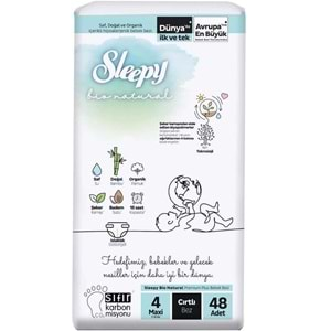 Sleepy Bebek Bezi Bio Natural Beden:4 (7-14KG) Maxi 144 Adet Ekonomik Fırsat Pk