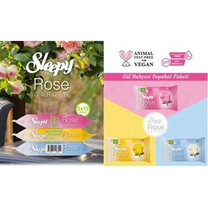 Sleepy Islak Havlu Cep Mendil 15 Yaprak (9 Lu Set) Rose/Garden (3PK*3) 135 Yaprak