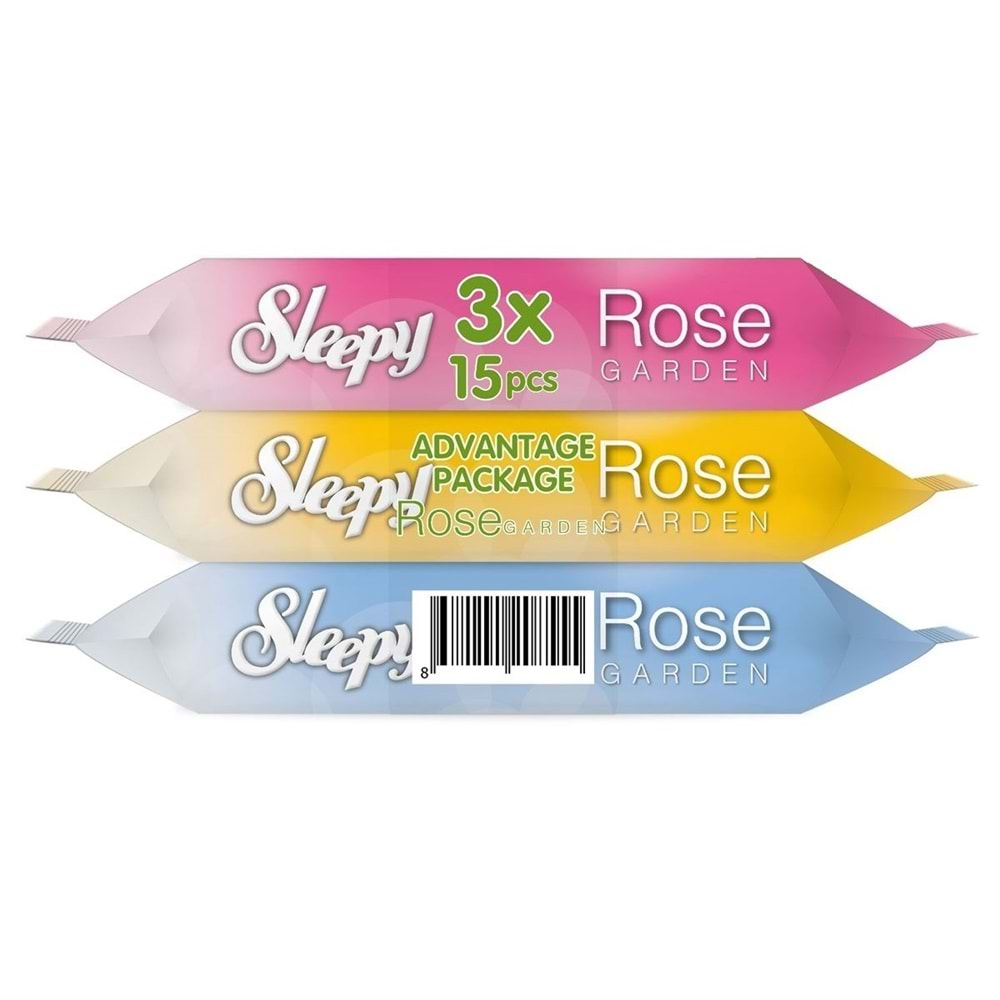 Sleepy Islak Havlu Cep Mendil 15 Yaprak (15 Li Set) Rose/Garden (5PK*3) 225 Yaprak