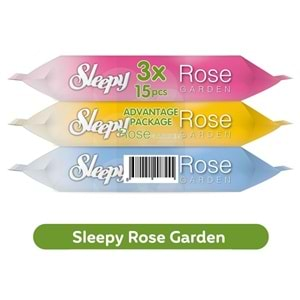 Sleepy Islak Havlu Cep Mendil 15 Yaprak (36 Lı Set) Rose/Garden (12PK*3) 540 Yaprak