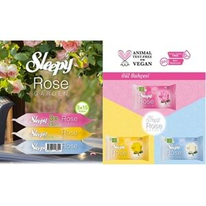 Sleepy Islak Havlu Cep Mendil 15 Yaprak (12 Li Set) Travel Pk Rose/Garden (4PK*3) 180 Yaprak