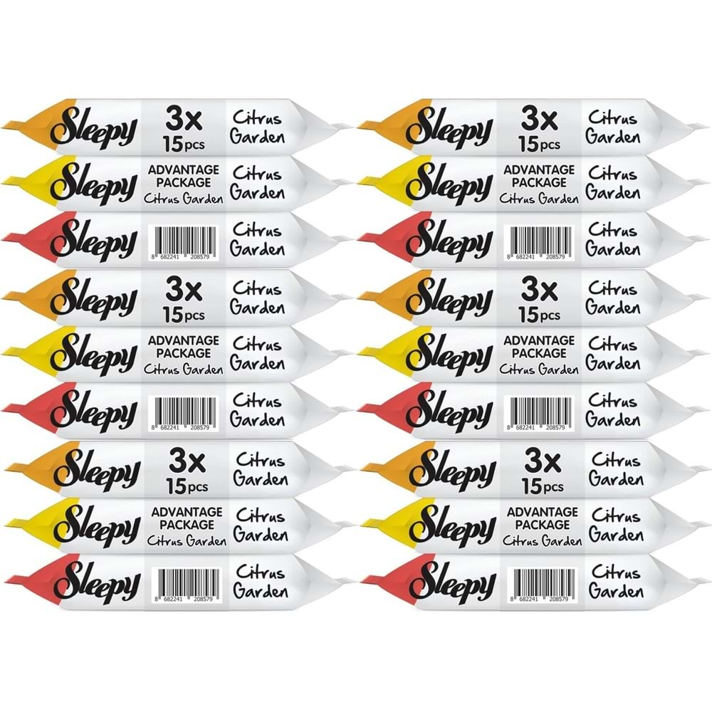 Sleepy Islak Havlu Cep Mendil 15 Yaprak (18 Li Set) Narenciye Bahçesi/Citrus (6PK*3) 270 Yaprak