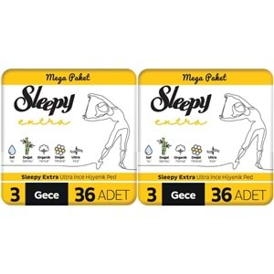 Sleepy Extra Hijyenik Ped Gece 72 Adet Mega Pk (2PK*36)