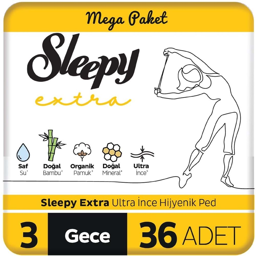 Sleepy Extra Hijyenik Ped Gece 144 Adet Mega Pk (4PK*36)