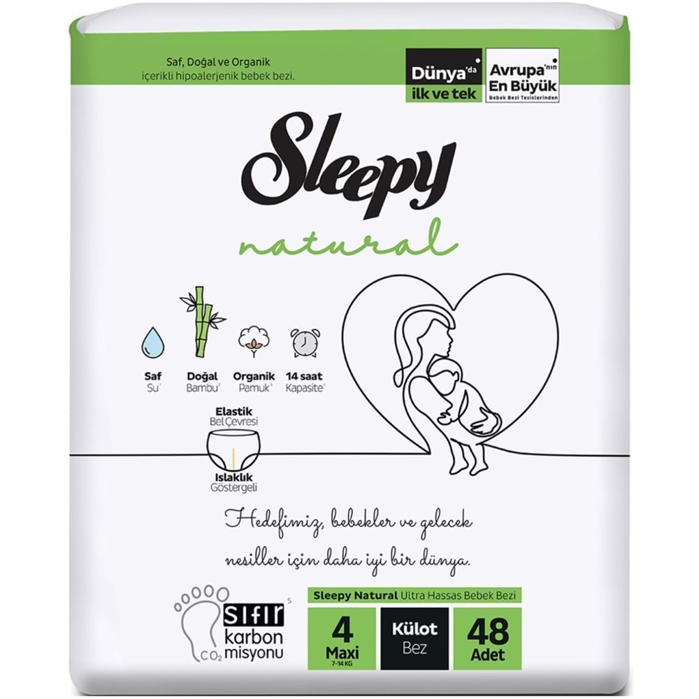 Sleepy Külot Bebek Bezi Natural Beden:4 (7-14KG) Maxi 192 Adet Avantaj Fırsat Pk