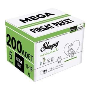 Sleepy Külot Bebek Bezi Natural Beden:5 (11-18KG) Junior 200 Adet Mega Fırsat Pk