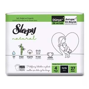 Sleepy Bebek Bezi Natural Beden:4 (7-14KG) Maxi 54 Adet Jumbo Ekonomik Pk