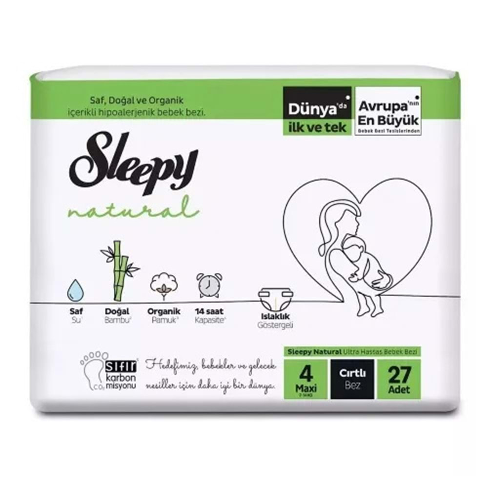 Sleepy Bebek Bezi Natural Beden:4 (7-14KG) Maxi 81 Adet Jumbo Fırsat Pk