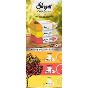 Sleepy Islak Havlu Mendil Meyve Çeşitleri 90 Yaprak (6 Lı Set) Plastik Kapaklı (Citrus Garden)