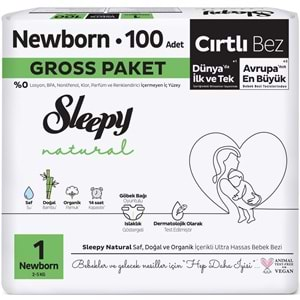 Sleepy Bebek Bezi Natural Beden:1 (2-5KG) Yeni Doğan 200 Adet Süper Ekonomik Gross Pk