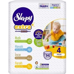 Sleepy Bebek Bezi Extra Beden:4 (7-16Kg) Maxi 384 Adet Avantaj Ultra Pk (4PK*96)