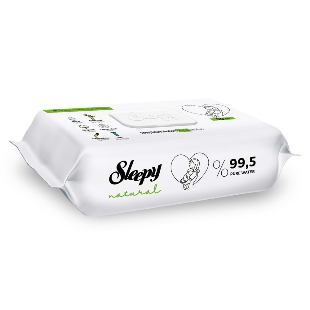 Sleepy Islak Havlu Mendil 90 Yaprak Natural Yenidoğan 2 Li Set 180 Yaprak Plastik Kapaklı