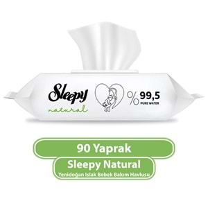 Sleepy Islak Havlu Mendil 90 Yaprak Natural Yenidoğan 2 Li Set 180 Yaprak Plastik Kapaklı