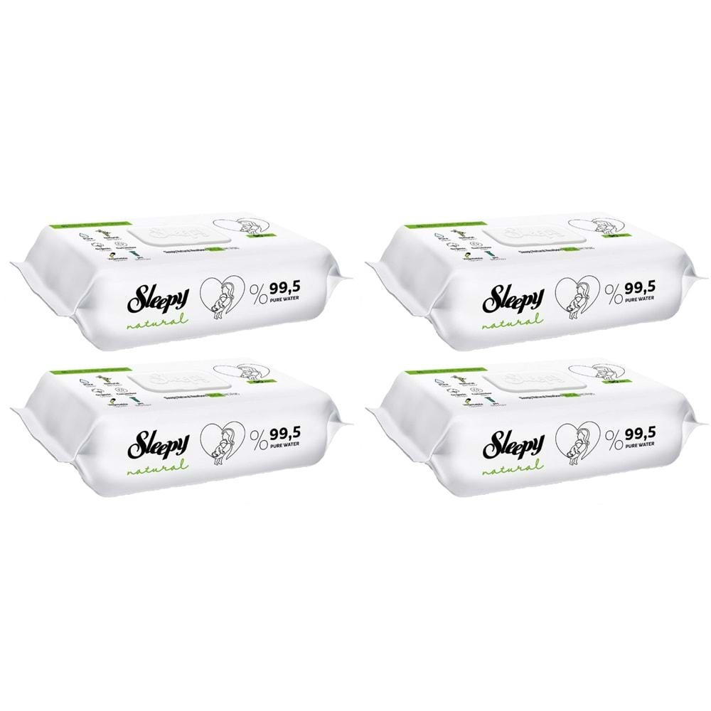 Sleepy Islak Havlu Mendil 90 Yaprak Natural Yenidoğan 4 Lü Set 360 Yaprak Plastik Kapaklı