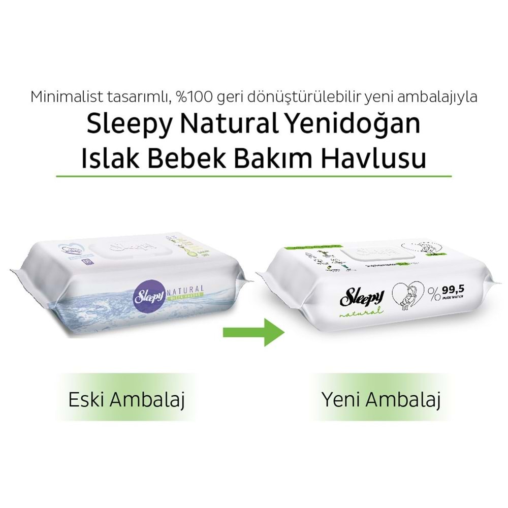 Sleepy Islak Havlu Mendil 90 Yaprak Natural Yenidoğan 4 Lü Set 360 Yaprak Plastik Kapaklı