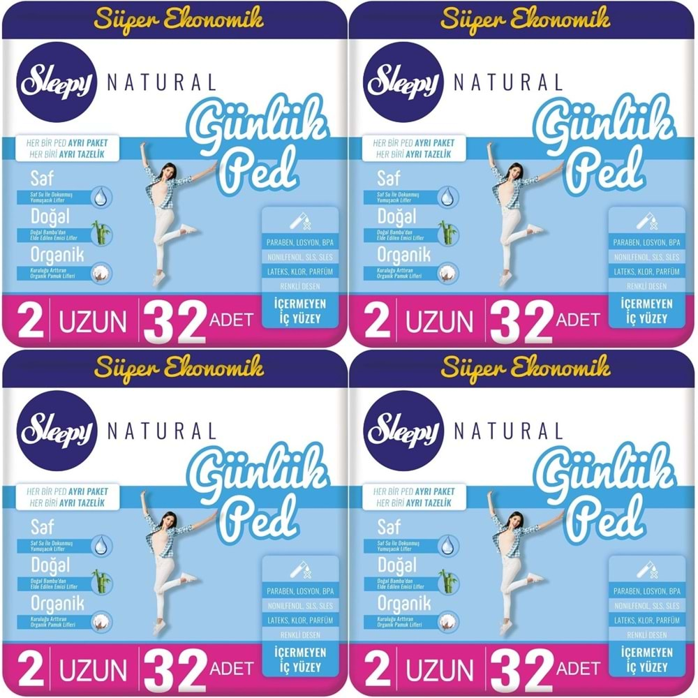 Sleepy Natural Günlük Ped Uzun 128 Adet Süper Ekonomik Pk (4PK*32)