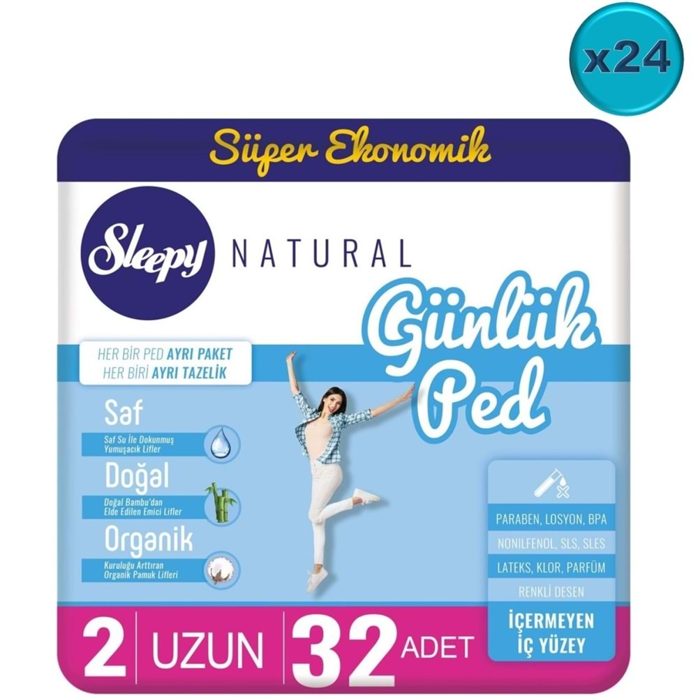 Sleepy Natural Günlük Ped Uzun 768 Adet Süper Ekonomik Pk (24PK*32)