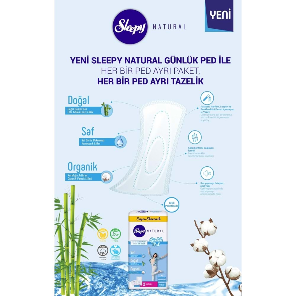 Sleepy Natural Günlük Ped Uzun 192 Adet Mega Pk (3PK*64)