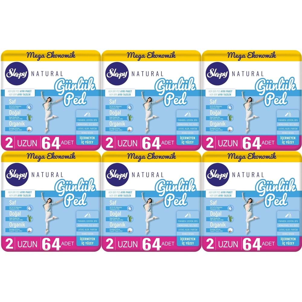 Sleepy Natural Günlük Ped Uzun 384 Adet Mega Pk (6PK*64)