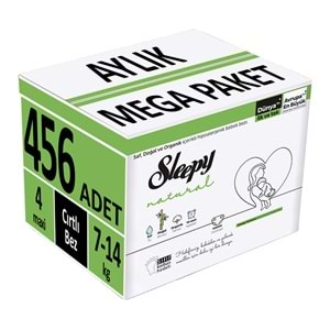 Sleepy Bebek Bezi Natural Beden:4 (7-14Kg) Maxi 456 Adet Aylık Mega Pk