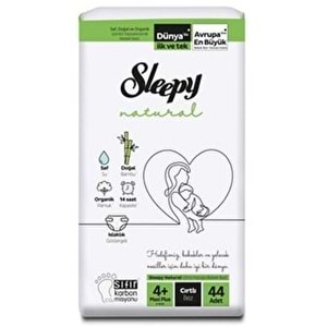 Sleepy Bebek Bezi Natural Beden:4+ (9-16Kg) Maxi Plus 396 Adet Ultra Fırsat Pk (9PK*44)