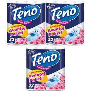 Teno Ultra Tuvalet Kağıdı Çift Katlı 96 Lı Paket Pudra Kokulu (Avantaj Pk Serisi) (3PK*32)