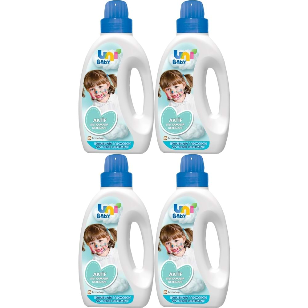 Uni Baby Sıvı Çamaşır Deterjanı 1500ML Aktif (Mavi) (4 Lü Set)