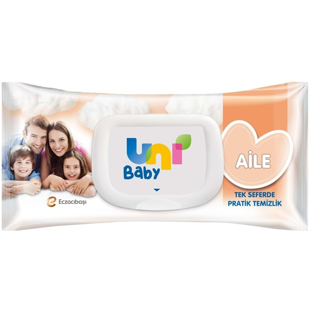 Uni Baby Islak Havlu Mendil 90 Yaprak Aile (2 Li Set) 180 Yaprak Plastik Kapaklı