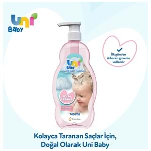 Uni Baby Bebek Kolay Tarama Saç ve Vücut Şampuanı 700ML (Pompalı) (2 Li Set)