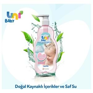 Uni Baby Bebek Kolay Tarama Saç ve Vücut Şampuanı 700ML (Pompalı) (4 Lü Set)