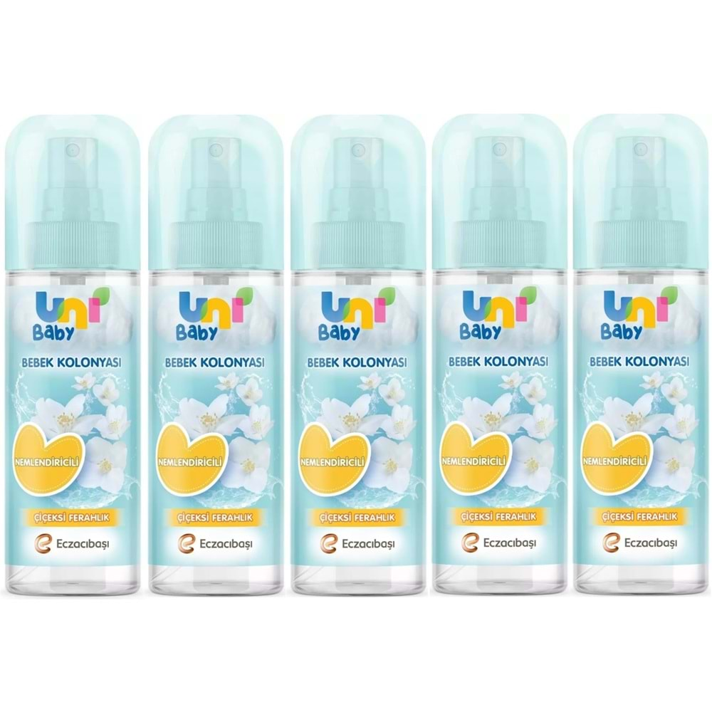 Uni Baby Bebek Kolonyası 150ML Nemlendiricili/Çiçeksi Ferahlık (5 Li Set)