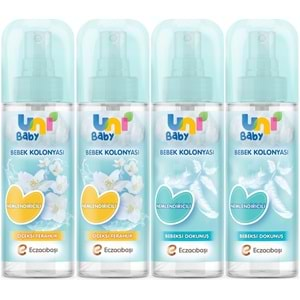 Uni Baby Bebek Kolonyası 150ML Karma Set Nemlendiricili (Bebeksi Dokunu/Çiçeksi Ferahlık) (4 Lü Set)