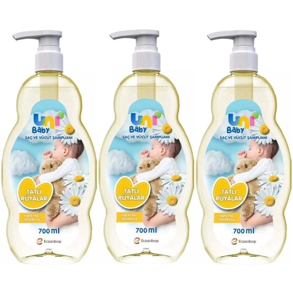 Uni Baby Bebek Şampuanı 700ML Tatlı Rüyalar (Pompalı) (3 Lü Set)