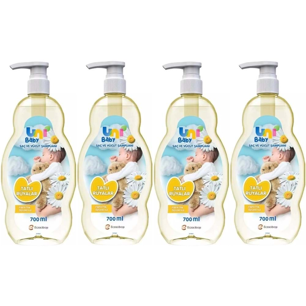 Uni Baby Bebek Şampuanı 700ML Tatlı Rüyalar (Pompalı) (4 Lü Set)