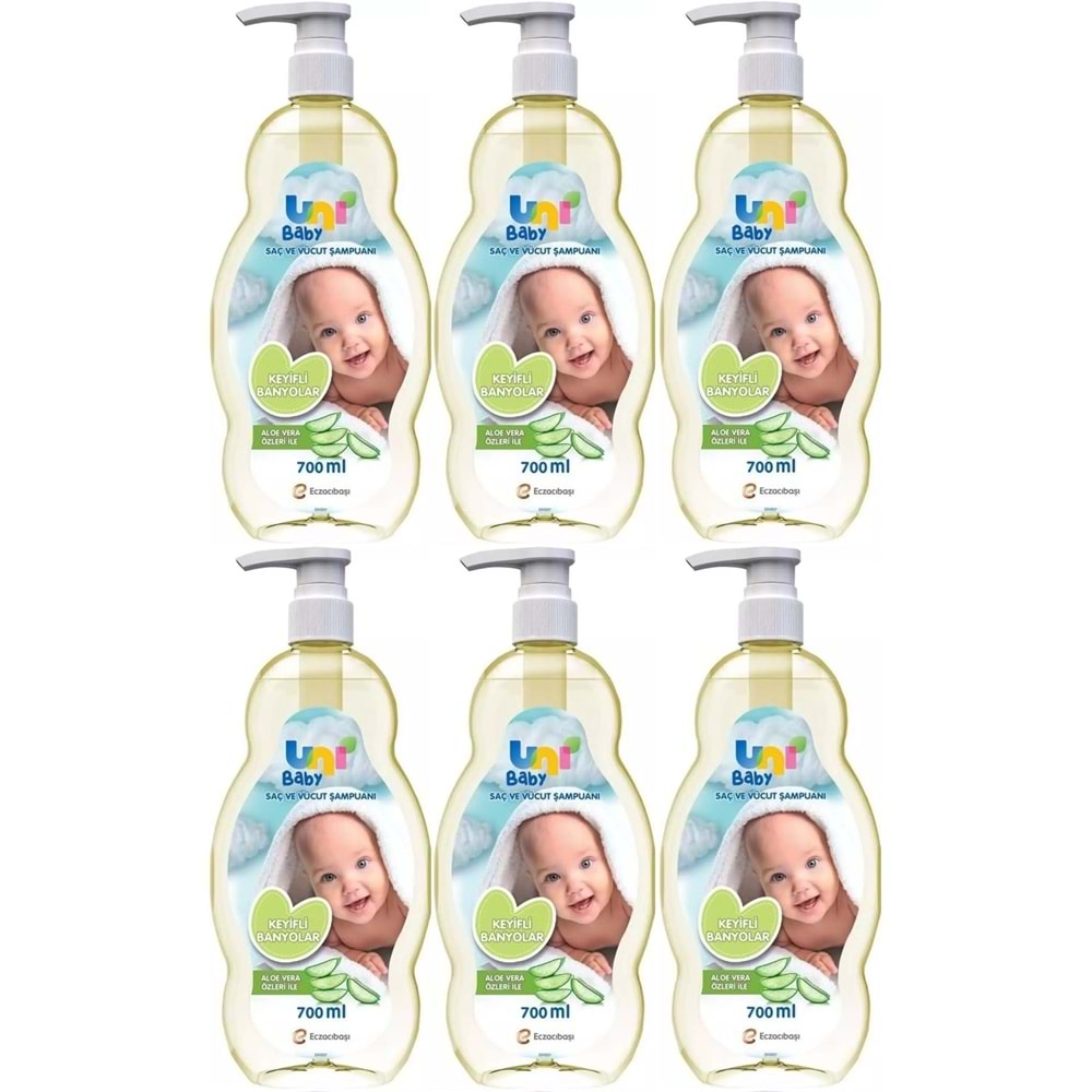 Uni Baby Bebek Şampuanı 700ML Keyifli Banyolar (Pompalı) (6 Lı Set)