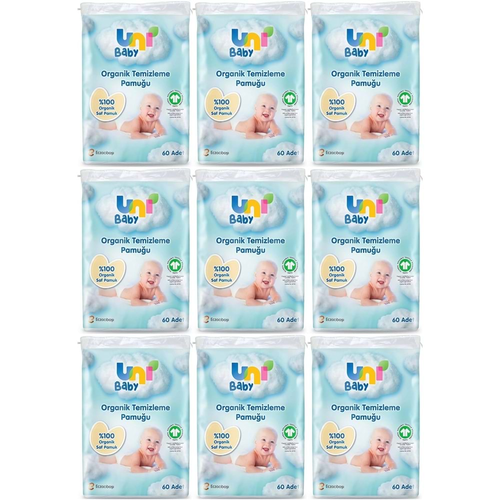 Uni Baby Bebek Temizleme Pamuğu 60 Adet Tekli Pk (9 Lu Set)