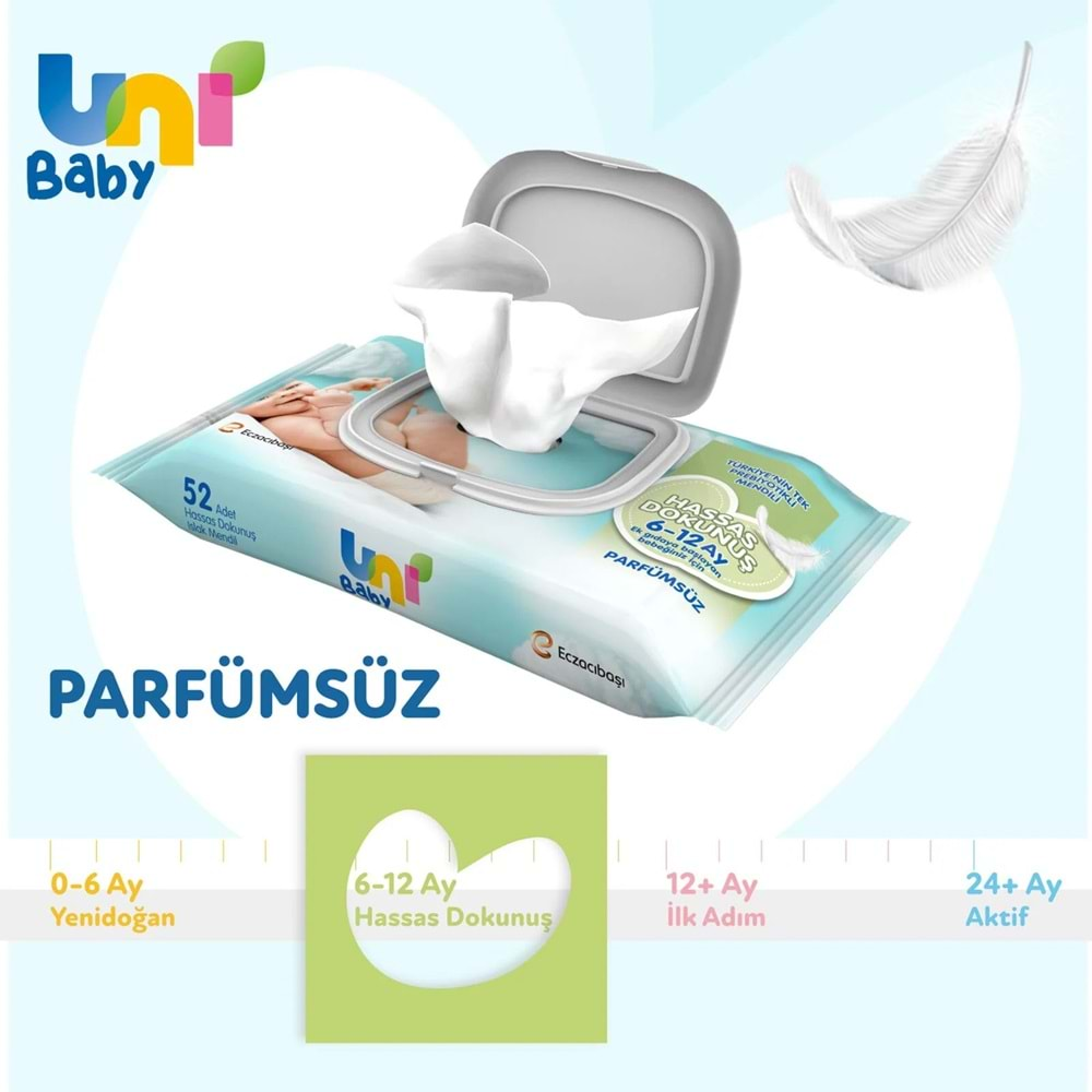 Uni Baby Islak Havlu Hassas Dokunuş 52 Yaprak (6 Lı Set) 312 Yaprak (2PK*3)