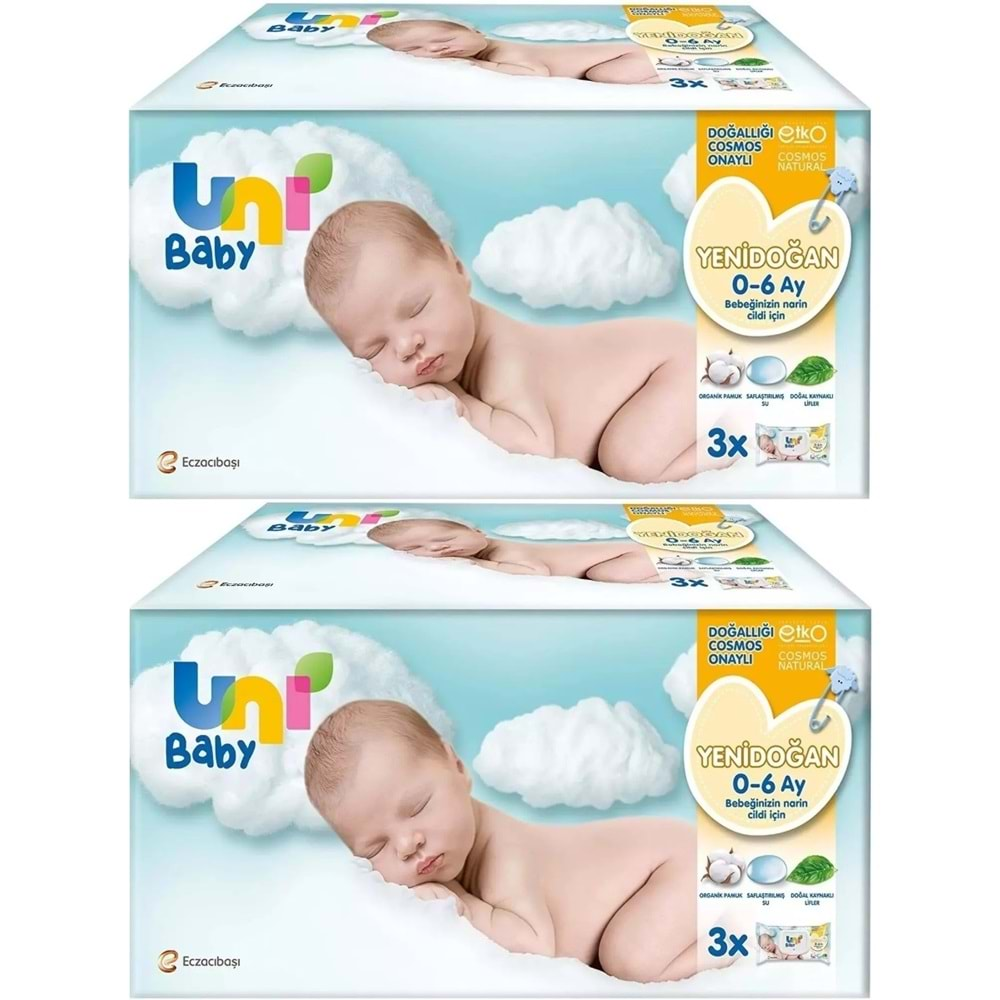 Uni Baby Islak Havlu Hassas Yeni Doğan 40 Yaprak (6 Lı Set) 240 Yaprak (Narin Ciltler için) (2PK*3)