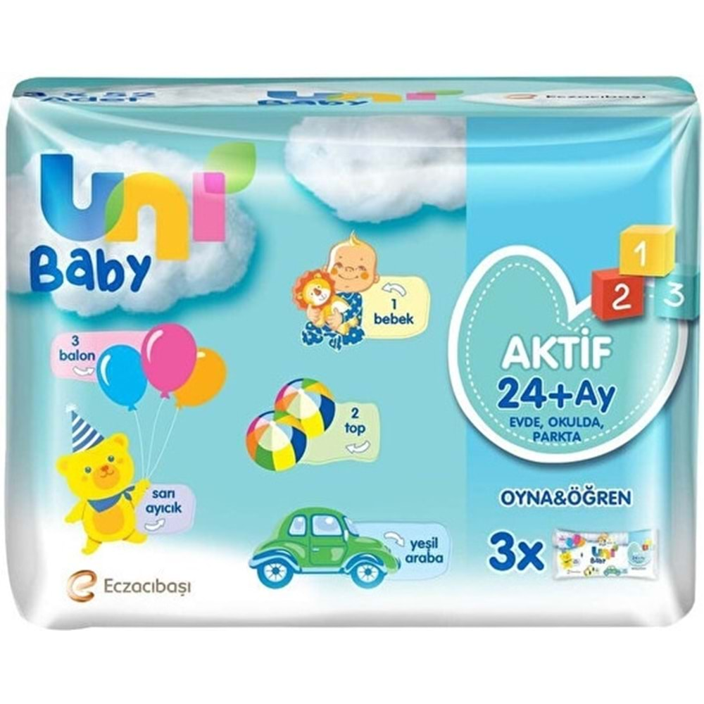 Uni Baby Islak Havlu Aktif / Oyna & Öğren 52 Yaprak (18 Li Set) 936 Yaprak (6PK*3)