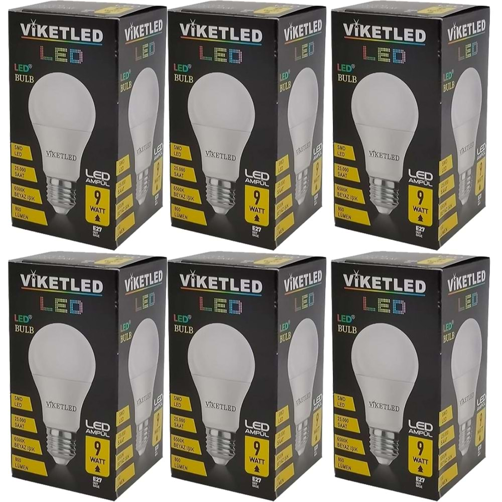 Viketled Led Ampül Beyaz-White 9W (6 Lı Set)