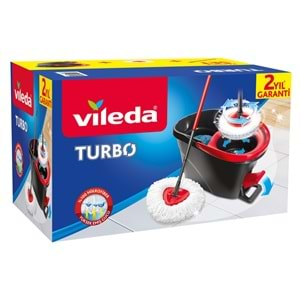 Vileda Turbo Pedallı Temizlik Seti (Komple Set)+Vileda Turbo Yedek Mop Paspas Ucu (%100 Mikrofiber)