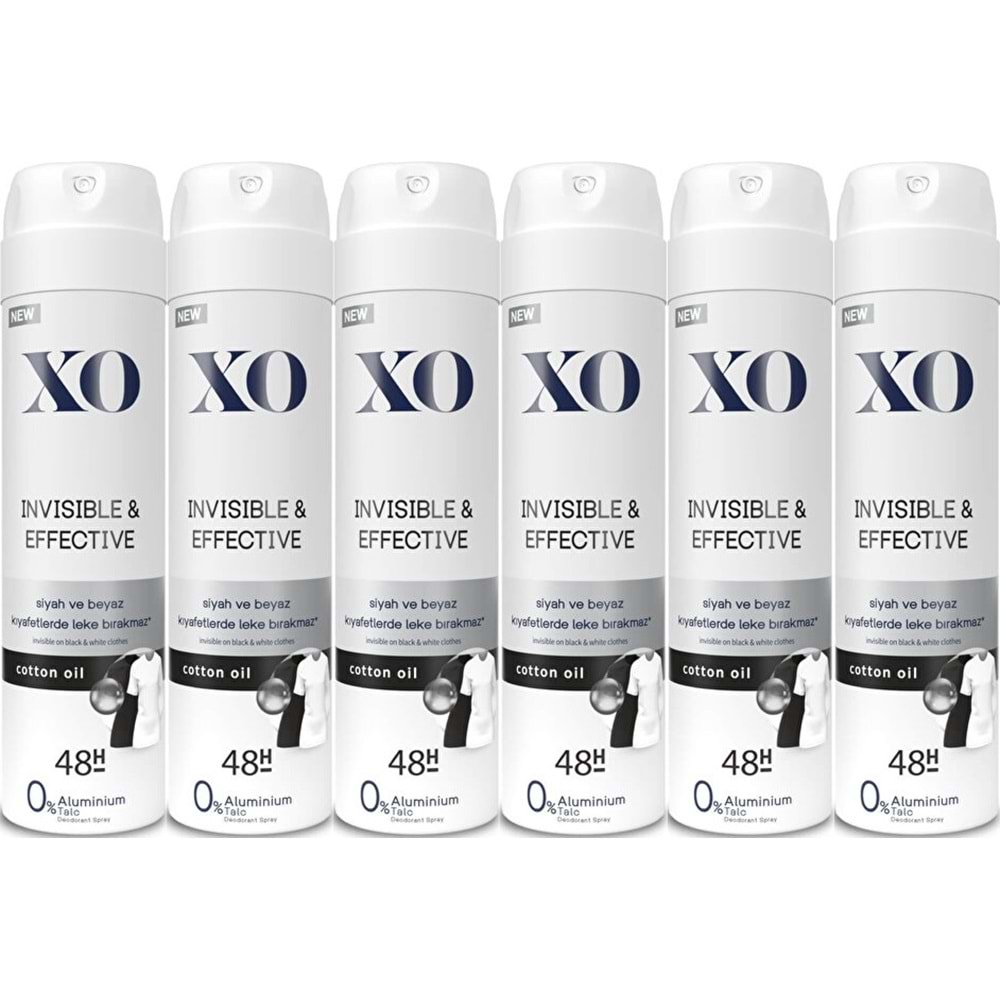 XO Deodorant 150ML Women-Kadın Invisible & Effective (6 Lı Set)