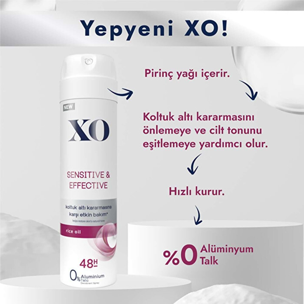 XO Deodorant 150ML Women-Kadın Sensitive & Effective (2 Li Set)